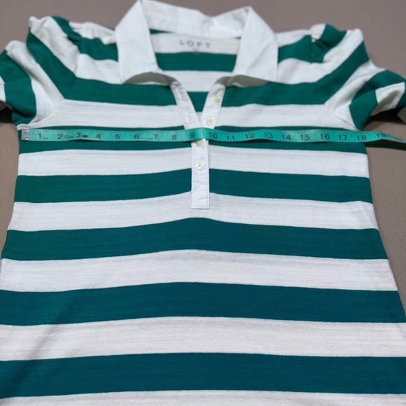 LOFT Green and White Striped Blouse - Picture 3 of 8